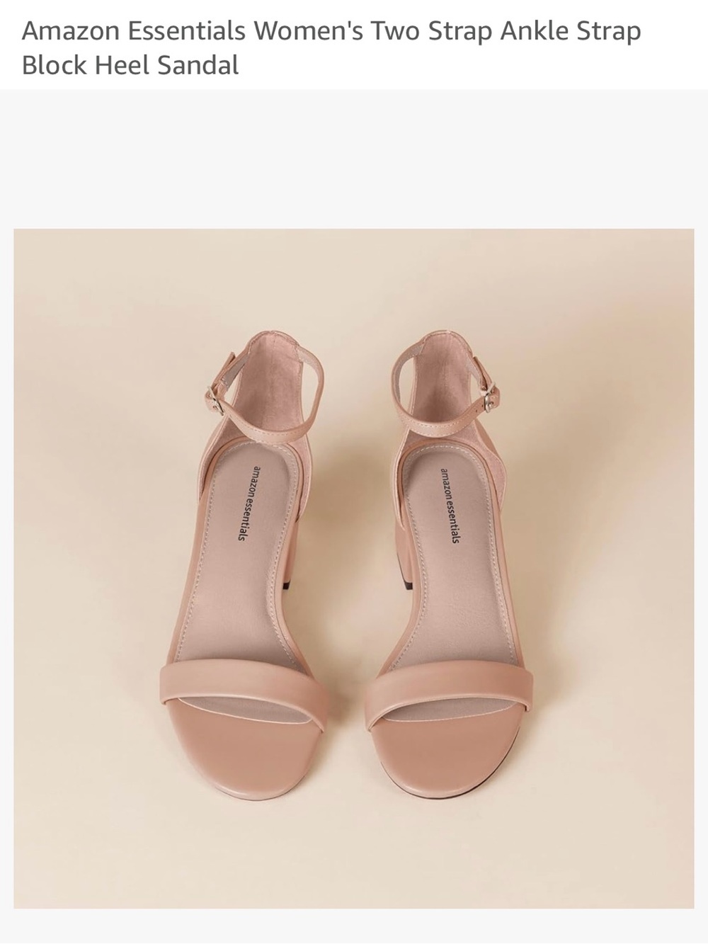 Amazon Essentials Women’s Two-Strap Ankle Block Heel Sandal - Blush Pink